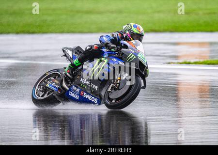 NORTHAMPTON, ROYAUME-UNI. 05 août 23. Franco Morbidelli (ITA) de Monster Energy Yamaha MotoGP en qualification 2 lors du Grand Prix de Grande-Bretagne Monster Energy au circuit de Silverstone le samedi 05 août 2023 à NORTHAMPTON, ANGLETERRE. Crédit : Taka G Wu/Alamy Live News Banque D'Images