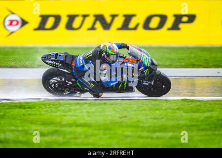 NORTHAMPTON, ROYAUME-UNI. 05 août 23. Franco Morbidelli (ITA) de Monster Energy Yamaha MotoGP en qualification 2 lors du Grand Prix de Grande-Bretagne Monster Energy sur le circuit de Silverstone le samedi 05 août 2023 à NORTHAMPTON, EN ANGLETERRE. Crédit : Taka G Wu/Alamy Live News Banque D'Images