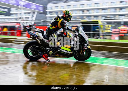 NORTHAMPTON, ROYAUME-UNI. 05 août 23. Alex Marquez (EPS) de Greini Racing MotoGP en essais libres 2 lors du Grand Prix de Grande-Bretagne Monster Energy sur le circuit de Silverstone le samedi 05 août 2023 à NORTHAMPTON, ANGLETERRE. Crédit : Taka G Wu/Alamy Live News Banque D'Images