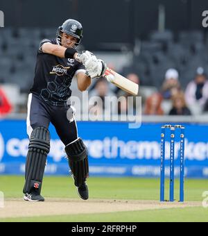 Manchester, Royaume-Uni. 05 août 2023. 5 août 2023 ; Old Trafford Cricket Ground, Manchester, Angleterre : The Hundred Mens Cricket, Manchester Originals versus London Spirit ; Max Holden de Manchester Originals crédit : action plus Sports Images/Alamy Live News Banque D'Images