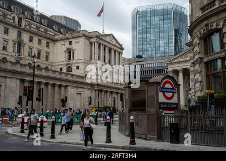 Londres, Angleterre, Royaume-Uni, 31 juillet 2023. Banque d'Angleterre dans la Cité de Londres. Banque D'Images