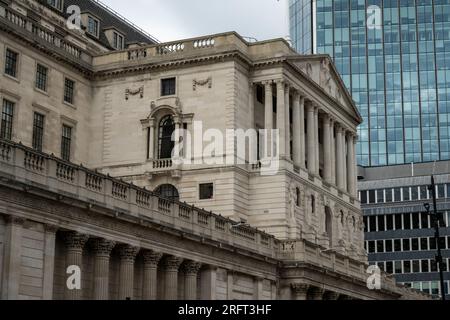 Londres, Angleterre, Royaume-Uni, 31 juillet 2023. Banque d'Angleterre dans la Cité de Londres. Banque D'Images
