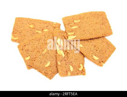 Belgian Almond Thin cookies isolé sur fond blanc Banque D'Images