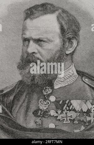 Luitpold de Bavière (1821-1912). Prince régent de Bavière de 1886 à 1912. Portrait. Gravure. Historia de la Guerra Franco-Alemana de 1870-1871. Publié à Barcelone, 1891. Banque D'Images