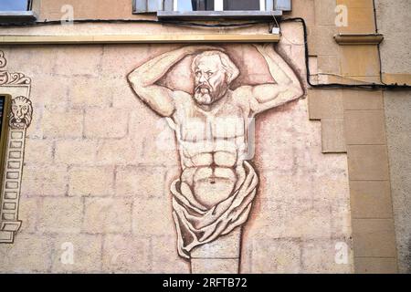 Paul Cézanne mural devant le cinéma Mazarin à Aix en Provence France Banque D'Images