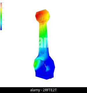 Méthode des éléments finis, FEM, analyse de manivelle de bielle pour le frottement et les forces dans le mouvement alternatif converti en rotation Banque D'Images