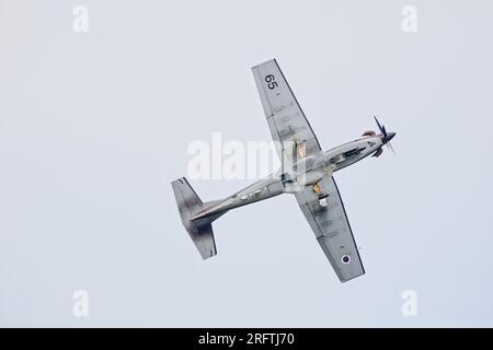 Slovenia Air Force Pilatus PC-9M en vol pendant Varazdin Airshow Banque D'Images