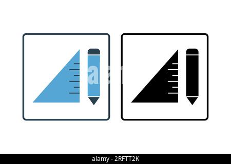 icône de règle et de stylo. Icône associée à papeterie. style d'icône solide. Conception vectorielle simple modifiable Illustration de Vecteur
