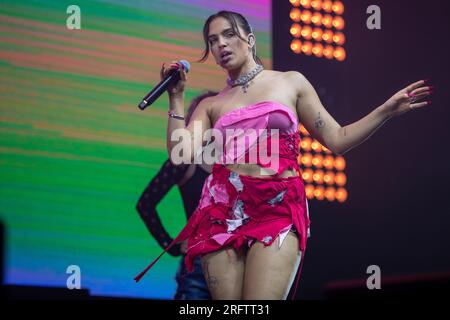 Brighton, Royaume-Uni. Samedi 5 août 2023. Mae Muller a joué au Fabuloso, Pride in the Park Brighton © Jason Richardson / Alamy Live News Banque D'Images