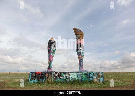 Ozymandias sur les plaines dans le comté de Randall à l'extérieur d'Amarillo, Texas Banque D'Images