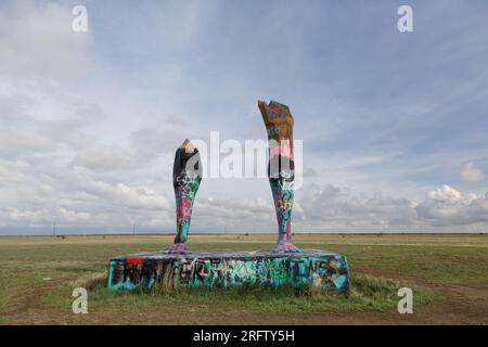 Ozymandias sur les plaines dans le comté de Randall à l'extérieur d'Amarillo, Texas Banque D'Images