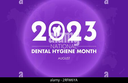 Illustration de conception vectorielle du mois national de l'hygiène dentaire 2023 concept. Concept de soins dentaires pour la santé bucco-dentaire, le lavage des dents ou l'urgence médicale Illustration de Vecteur