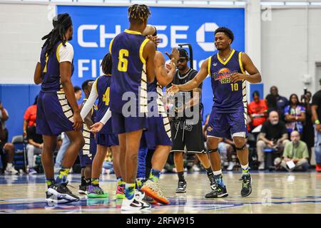 Wilmington, DE, États-Unis. 5 août 2023. ABRAHAM JUSTE (10), aussi connu sous le nom de DA'VINCHI a participé au 19e match annuel de basketball Duffy's Hope Celebrity samedi 05 août 2023, au Chase Fieldhouse, à Wilmington, SUPPR. Les recettes profitent à l'organisme à but non lucratif Duffy's Hope Youth Programming. (Image de crédit : © Saquan Stimpson/ZUMA Press Wire) USAGE ÉDITORIAL SEULEMENT! Non destiné à UN USAGE commercial ! Banque D'Images