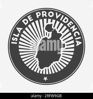 Logo rond Isla de Providencia. Badge de voyage vintage avec le nom circulaire et la carte de l'île, illustration vectorielle. Illustration de Vecteur