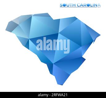 Carte vectorielle polygonale de Caroline du Sud. États américains géométriques éclatants dans un style poly bas. Superbe illustration pour vos infographies. Illustration de Vecteur