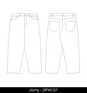 modèle pantalon baggy jeans illustration vectorielle plat design contour collection de vêtements Illustration de Vecteur