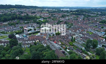 Photo aérienne par drone de la région de Low Town de Bridgnorth, Shropshire, juillet 2023 Banque D'Images