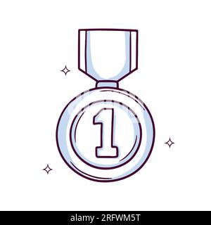 Icône de médaille dessinée à la main. médaille gagnante. Dessin Doodle Illustration vectorielle Illustration de Vecteur