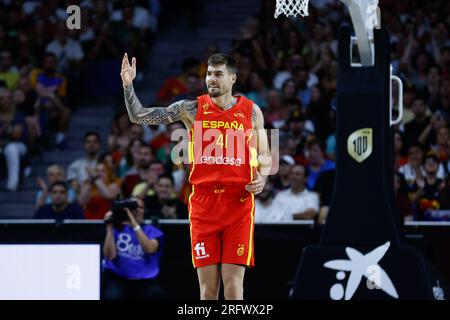 Juancho Hernangomez d'Espagne lors du match amical international de basket-ball entre l'Espagne et le Venezuela le 4 août 2023 au pavillon Wizink Center à Madrid, en Espagne Banque D'Images