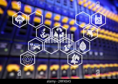 Concept de gestion des écosystèmes. Le processus complexe de planification, d'organisation et de contrôle des ressources pour répondre aux besoins des clients. Le débit efficace. Banque D'Images