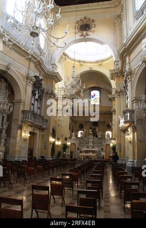 Lecce, Italie. Intérieur de l'église Sainte Marie du Carmel (Chiesa del Carmine). Banque D'Images