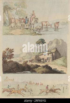 Ensemble de seize : contours de figures et paysages entre 1790 et 1792 par Thomas Rowlandson Banque D'Images