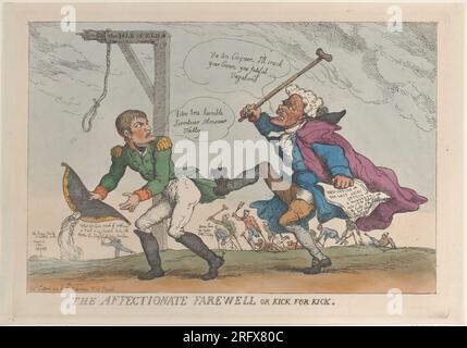 L'affectueux adieu, ou coup de pied pour coup de pied 17 avril 1814 par Thomas Rowlandson Banque D'Images