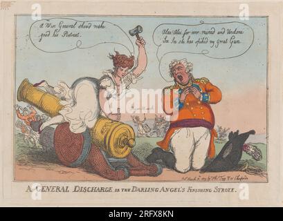 A General Discharge or the Darling Angel's Finising Stroke 13 mars 1809 par Thomas Rowlandson Banque D'Images