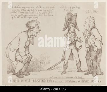 John Bull écoutant les querelles des affaires d'État 1 mai 1803 par Thomas Rowlandson Banque D'Images