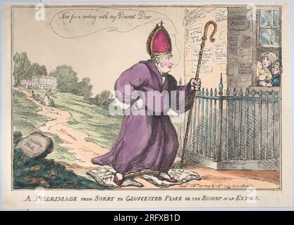 A Pilgrimage from Surry to Gloucester place or the Bishop is a Extacty 27 février 1809 par Thomas Rowlandson Banque D'Images