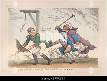 L'affectueux adieu, ou coup de pied pour coup de pied 17 avril 1814 par Thomas Rowlandson Banque D'Images