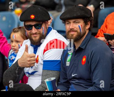 5 août 2023 : The Famous Grouse Nations Series. Supporters français lors du Scotland v France International, Scottish Gas - Murrayfield, Édimbourg. Crédit : Ian Rutherford Alamy Live News Banque D'Images