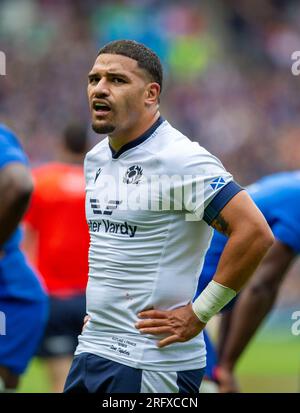 5 août 2023 : The Famous Grouse Nations Series. ScotlandÕs Sione Tuipulotu pendant l'Écosse contre France International, Scottish Gas - Murrayfield, Édimbourg. Crédit : Ian Rutherford Alamy Live News Banque D'Images