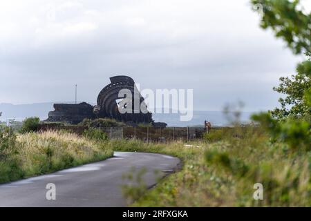 Redcar, Royaume-Uni, 06/08/23, les derniers restes du four de Blast de Redcar sur le site de l'ancienne aciérie SSI à Redcar, Royaume-Uni. Le haut fourneau a été démoli en novembre 2022 dans le cadre du réaménagement du site supervisé par le maire de Tees Valley, Ben Houchen. Crédit photo ; Jason Brown/Alamy Live news Banque D'Images