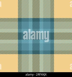 Vecteur de contrôle de motif de textile de tissu de texture avec un plaid tartan de fond sans couture dans les couleurs cyan et ambre. Illustration de Vecteur