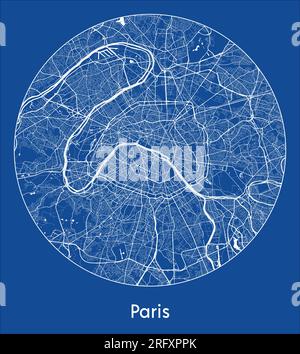 Plan de la ville Paris France Europe bleu imprimer rond cercle illustration vectorielle Illustration de Vecteur
