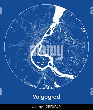 Plan de la ville Volgograd Russie Europe bleu imprimer rond cercle illustration vectorielle Illustration de Vecteur