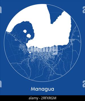 Plan de la ville Managua Nicaragua Amérique du Nord bleu imprimer rond cercle illustration vectorielle Illustration de Vecteur