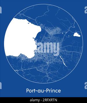 Carte de la ville Port-au-Prince Haïti Amérique du Nord bleu impression ronde cercle illustration vectorielle Illustration de Vecteur