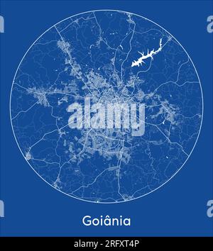 Plan de la ville Goiania Brésil Amérique du Sud bleu impression ronde cercle illustration vectorielle Illustration de Vecteur