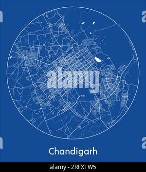 Plan de la ville Chandigarh Inde Asie bleu impression ronde cercle illustration vectorielle Illustration de Vecteur