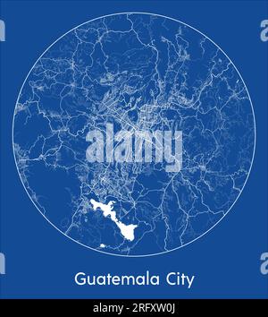 Carte de la ville Guatemala City Guatemala Amérique du Nord bleu imprimer rond cercle illustration vectorielle Illustration de Vecteur