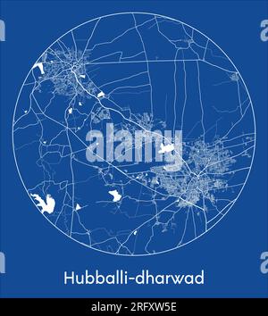 Plan de la ville Hubballi-dharwad Inde Asie bleu imprimer rond cercle illustration vectorielle Illustration de Vecteur