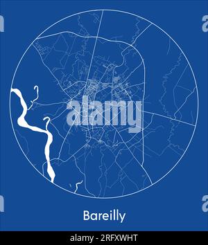 Plan de la ville Bareilly Inde Asie bleu imprimer rond cercle illustration vectorielle Illustration de Vecteur