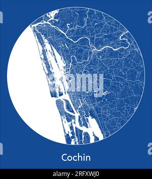 Carte de la ville Cochin Inde Asie bleu imprimer rond cercle illustration vectorielle Illustration de Vecteur