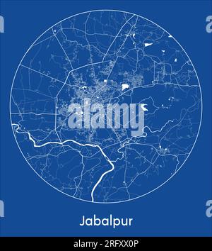 Carte de la ville Jabalpur Inde Asie bleu imprimer rond cercle illustration vectorielle Illustration de Vecteur