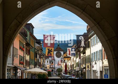 La ville de Laufen est la ville principale dans la vallée du même nom Banque D'Images