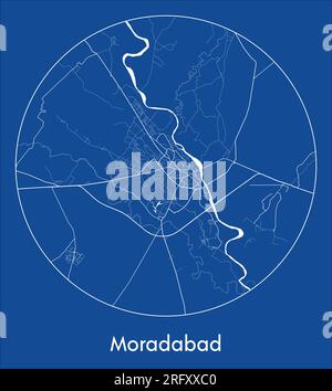 Plan de la ville Moradabad Inde Asie bleu imprimer rond cercle illustration vectorielle Illustration de Vecteur