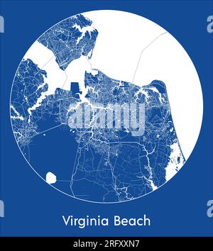 Carte de la ville Virginia Beach États-Unis Amérique du Nord bleu impression ronde cercle illustration vectorielle Illustration de Vecteur