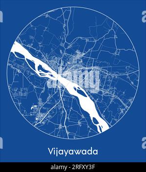 Carte de la ville Vijayawada Inde Asie bleu impression ronde cercle illustration vectorielle Illustration de Vecteur